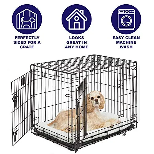 18L-Inch White Fleece Dog or Cat Bed with Comfortable Bolster, Ideal for Toy Dog Breeds & Fits an 18-Inch Crate, Easy Maintenance Machine Wash & Dry