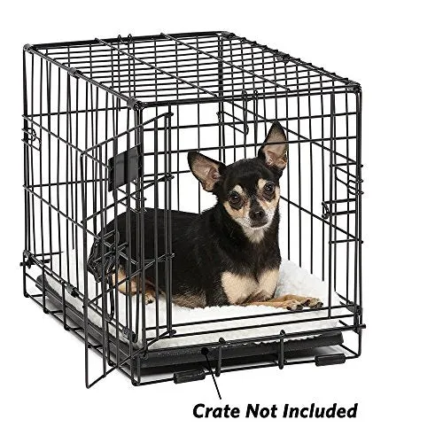 18L-Inch White Fleece Dog or Cat Bed with Comfortable Bolster, Ideal for Toy Dog Breeds & Fits an 18-Inch Crate, Easy Maintenance Machine Wash & Dry