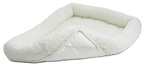 18L-Inch White Fleece Dog or Cat Bed with Comfortable Bolster, Ideal for Toy Dog Breeds & Fits an 18-Inch Crate, Easy Maintenance Machine Wash & Dry
