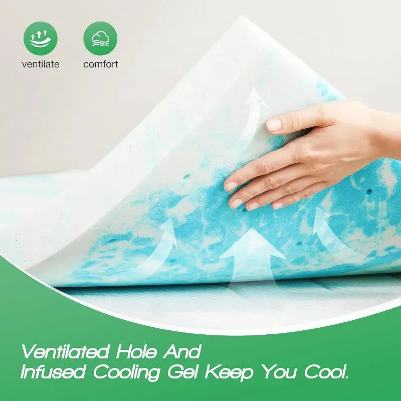 2" Cooling Gel Memory Foam Twin Mattress Topper