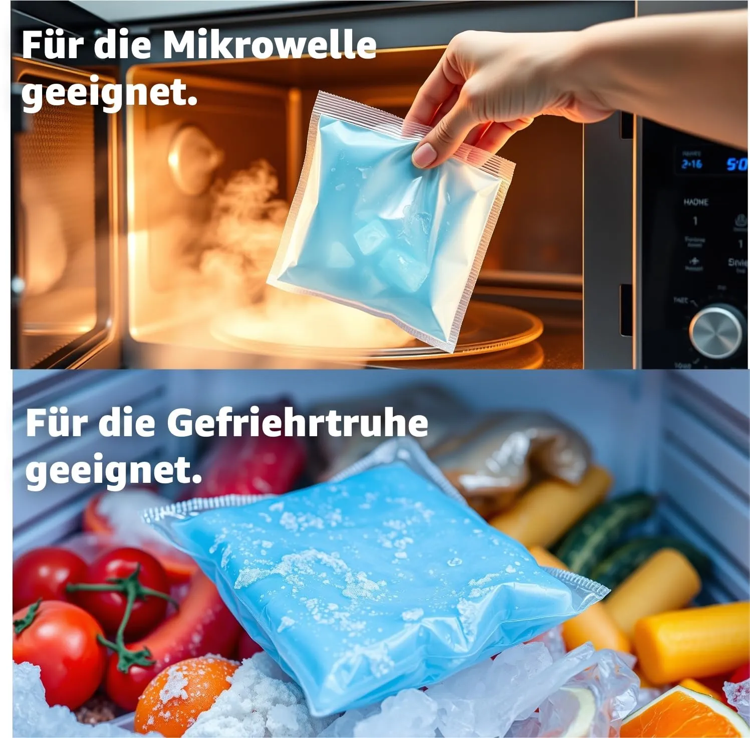 2x cold compresses - MADE IN GERMANY - cooling pads set, blue with cooling pad 29x12 cm - versatile cooling and warm pads, can be used as a cold or warm compress as well as gel pads 2x XXL