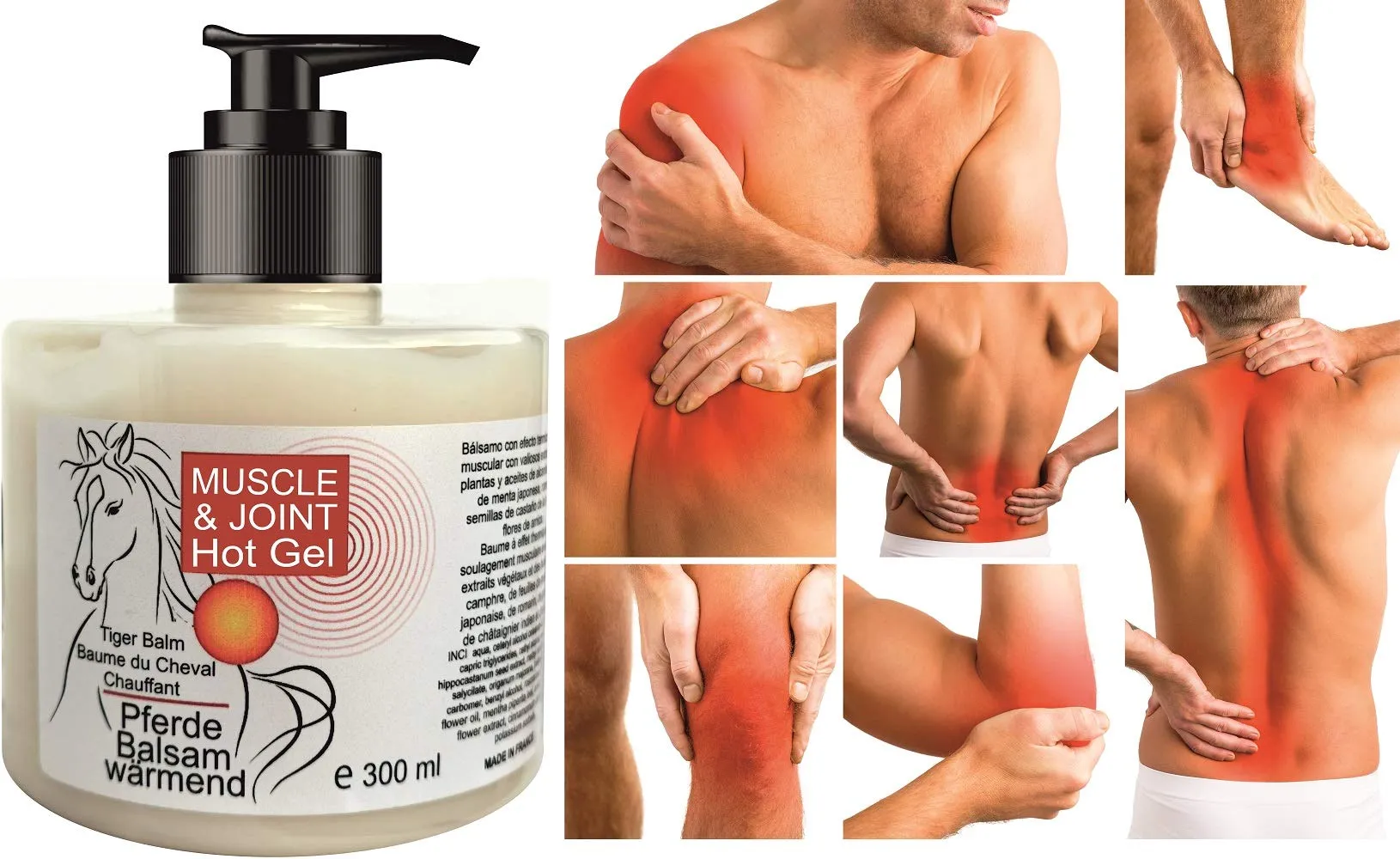 bleu & marine Bretania Pferdebalsam Warming Hot Tiger Balm Thermo Gel Professional Triple Action Formula 300 ml 10.55 Fl.oz