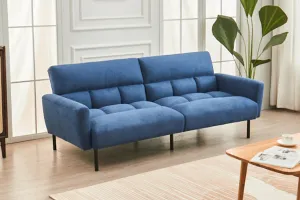 Blue Fabric Memory Foam Sofa Bed With Removable Arms- Model #8040
