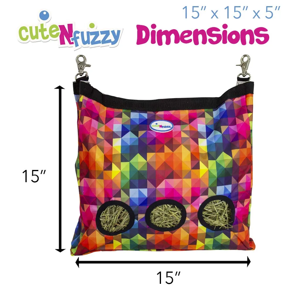 CuteNfuzzy Small Pet Large Hay Bag for Rabbits and Guinea Pigs with 6 Month Warranty 15x15x5"