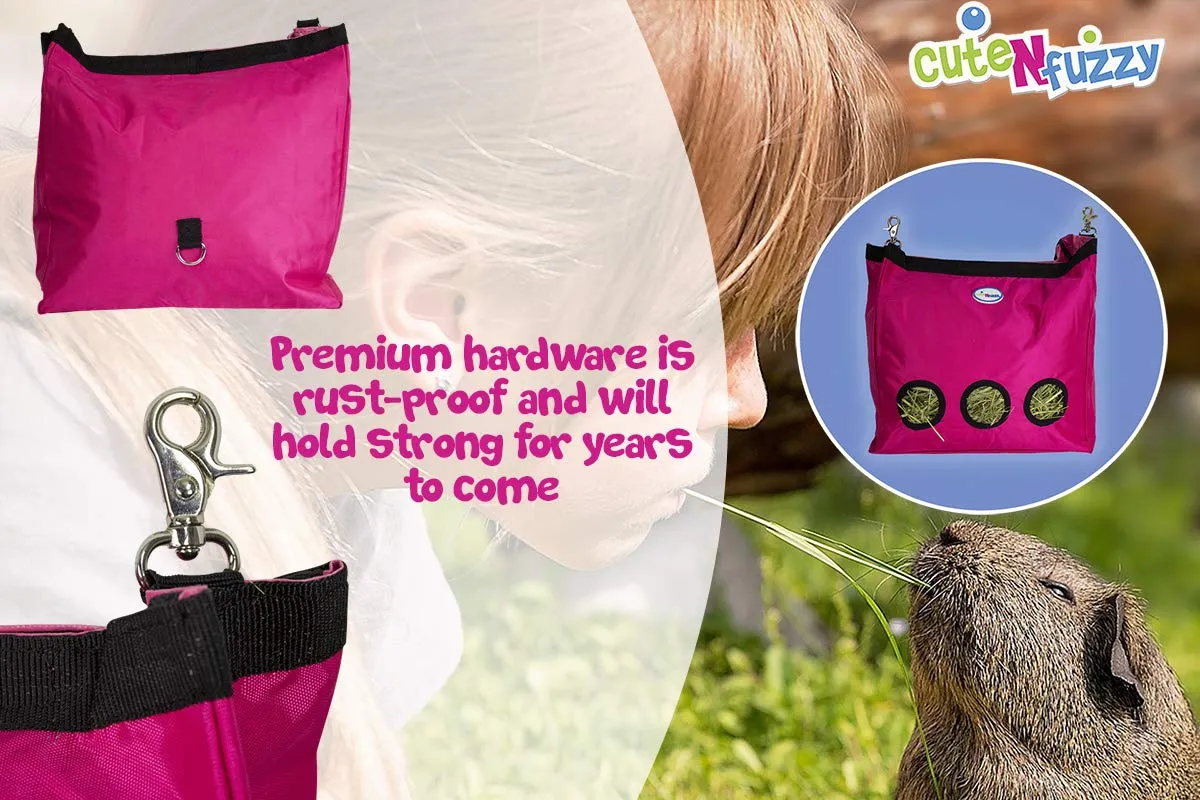 CuteNfuzzy Small Pet Large Hay Bag for Rabbits and Guinea Pigs with 6 Month Warranty 15x15x5"