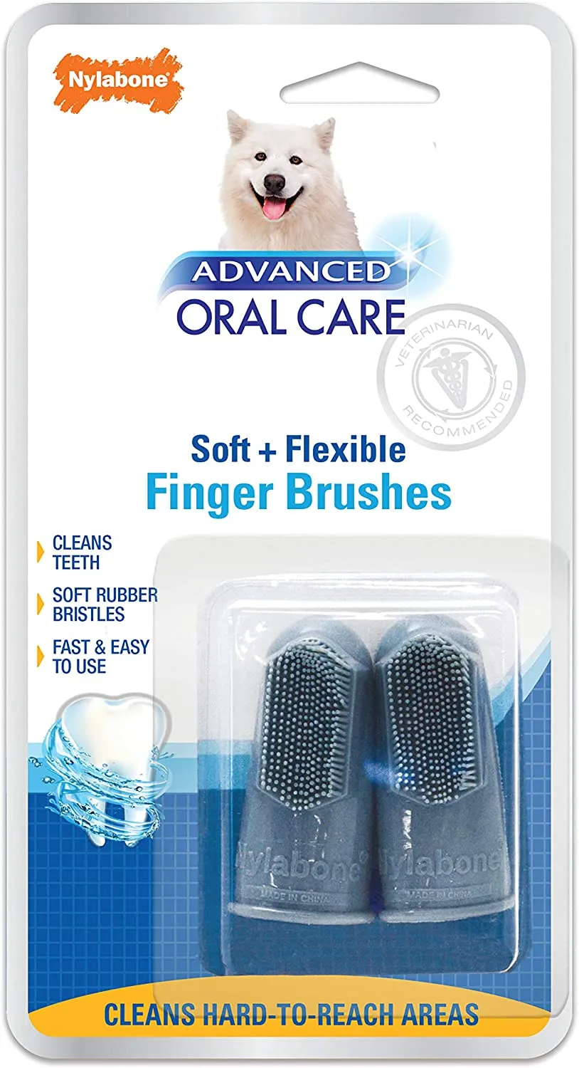 Dog Finger Brush - Nylabone Advanced Oral Care Finger Brush 2 count