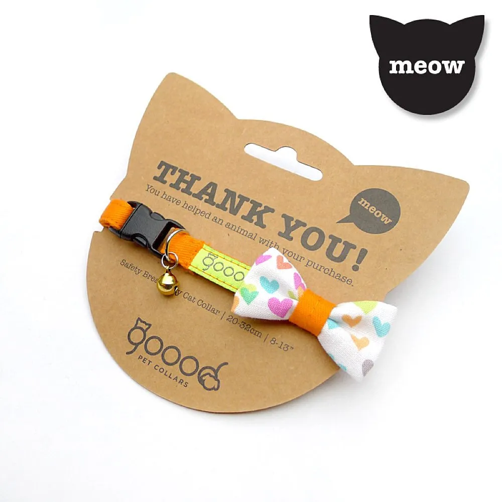 Goood Pet Collars Smarty Bow Handmade Cat Collar - Citrus Hearts