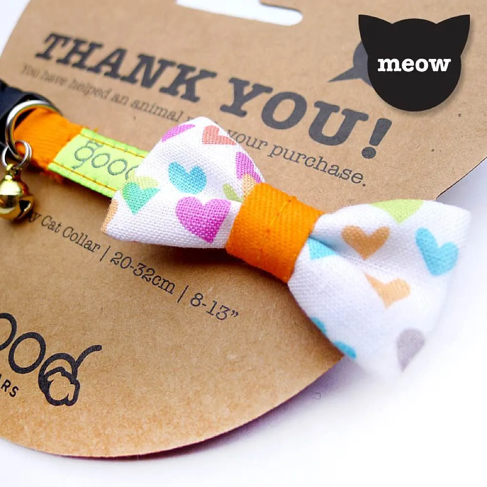 Goood Pet Collars Smarty Bow Handmade Cat Collar - Citrus Hearts