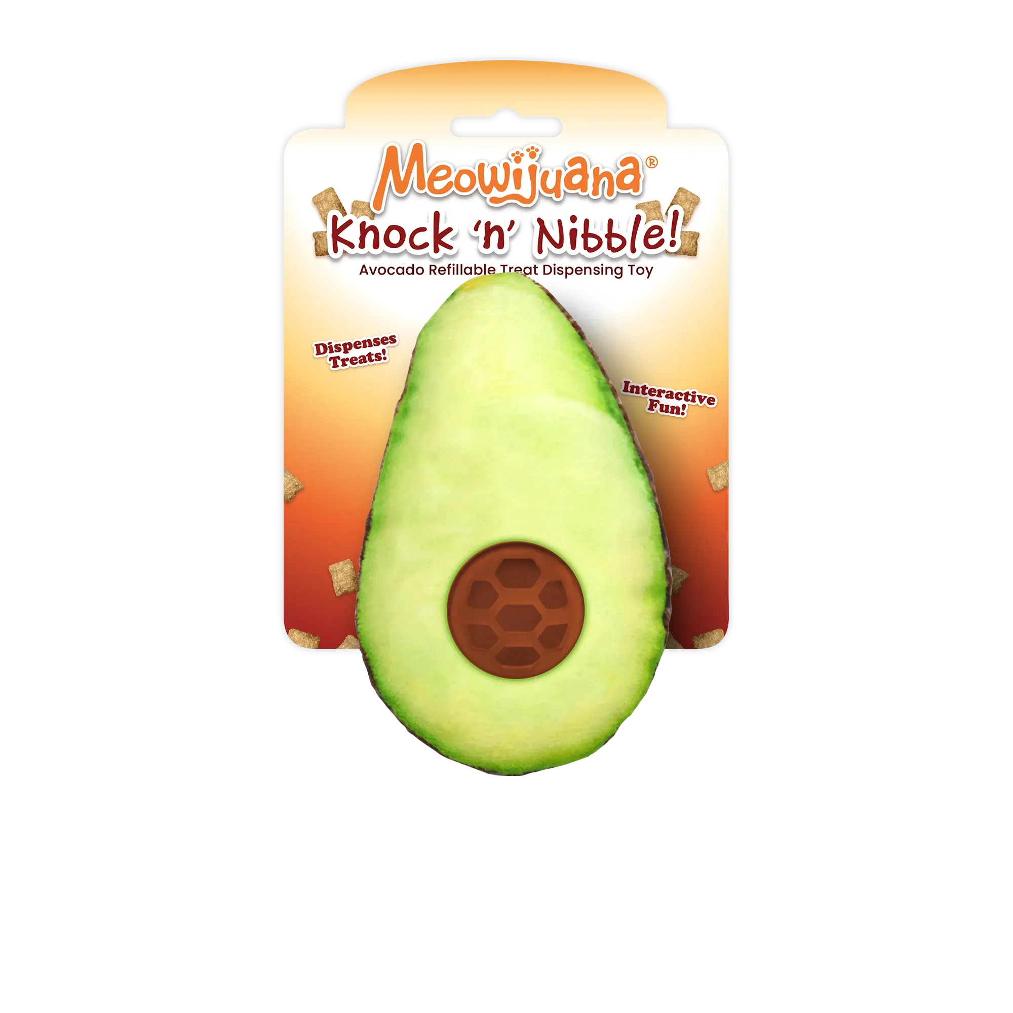 Knock 'n' Nibble Avocado Refillable Treat Dispensing Cat Toy