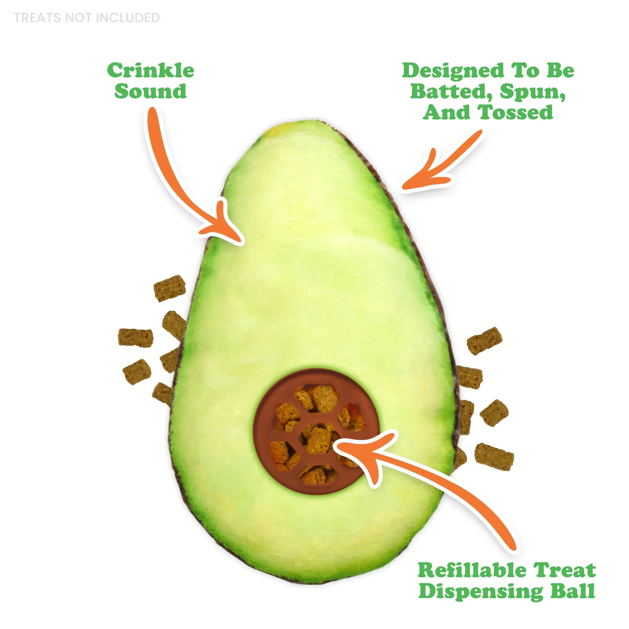 Knock 'n' Nibble Avocado Refillable Treat Dispensing Cat Toy