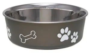 Loving Pets 7407XLE Pet Feeding Bowl, XL, 72 oz Volume, Polyresin/Stainless Steel, Espresso :EA: QUANTITY: 1