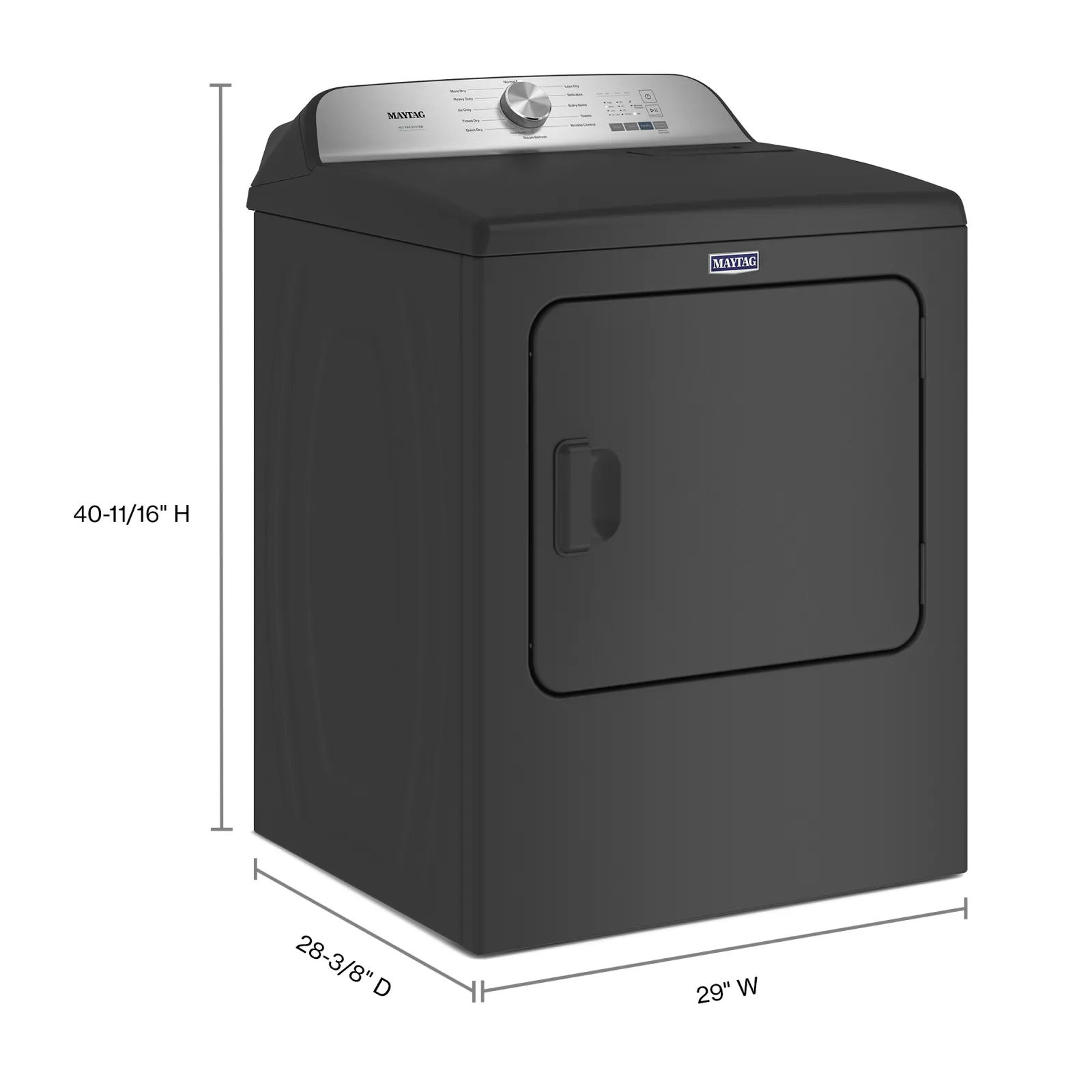 Maytag Pet Pro Top Load Gas Dryer - 7.0 cu. ft. MGD6500MBK - Volcano Black