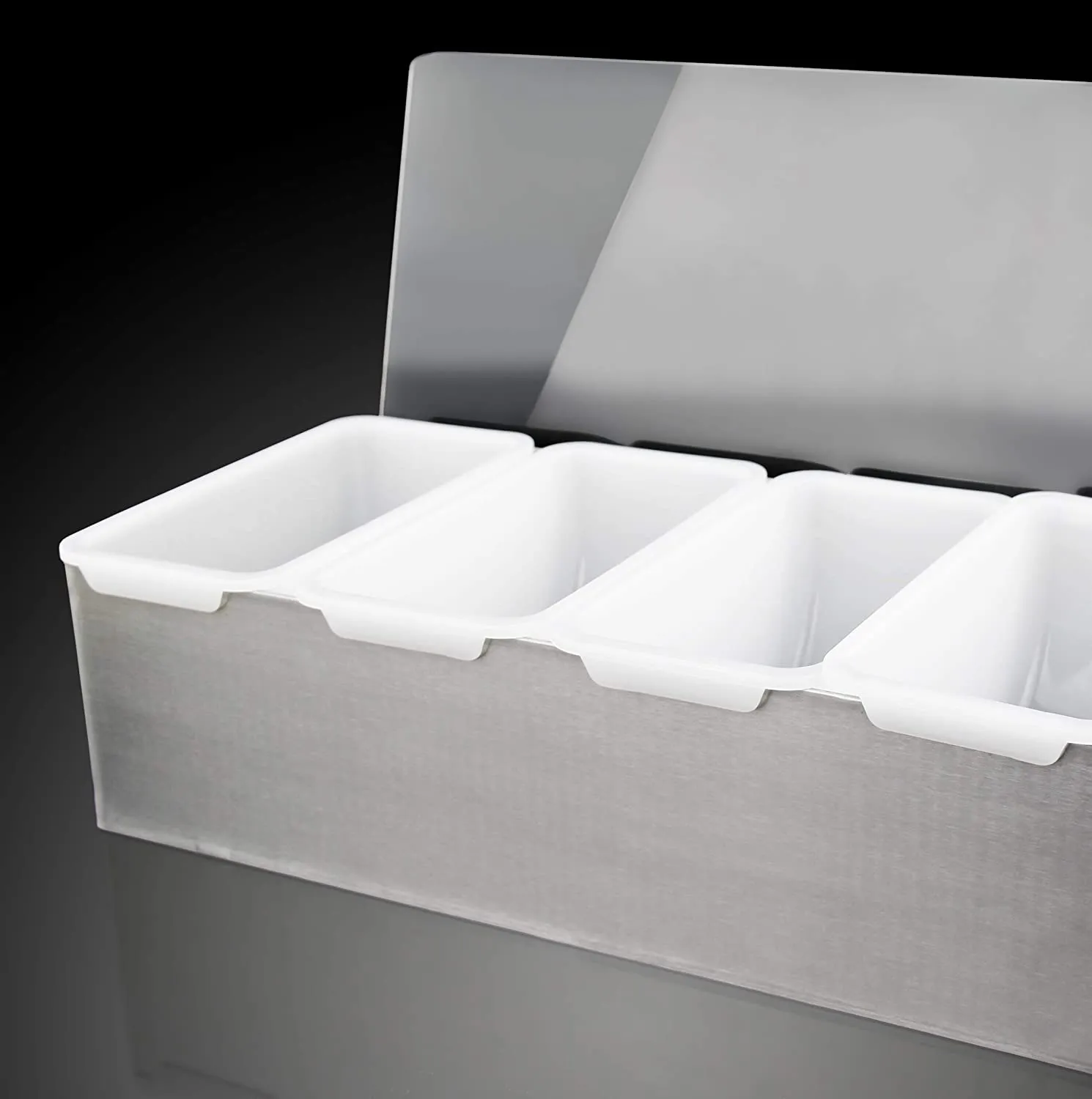 New Star Foodservice 48032 Stainless Steel Condiment Dispenser with 5 Compartments (NO ICE Tray Included)