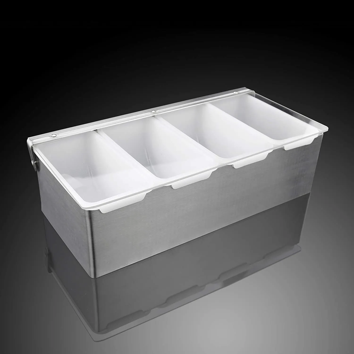 New Star Foodservice 48032 Stainless Steel Condiment Dispenser with 5 Compartments (NO ICE Tray Included)