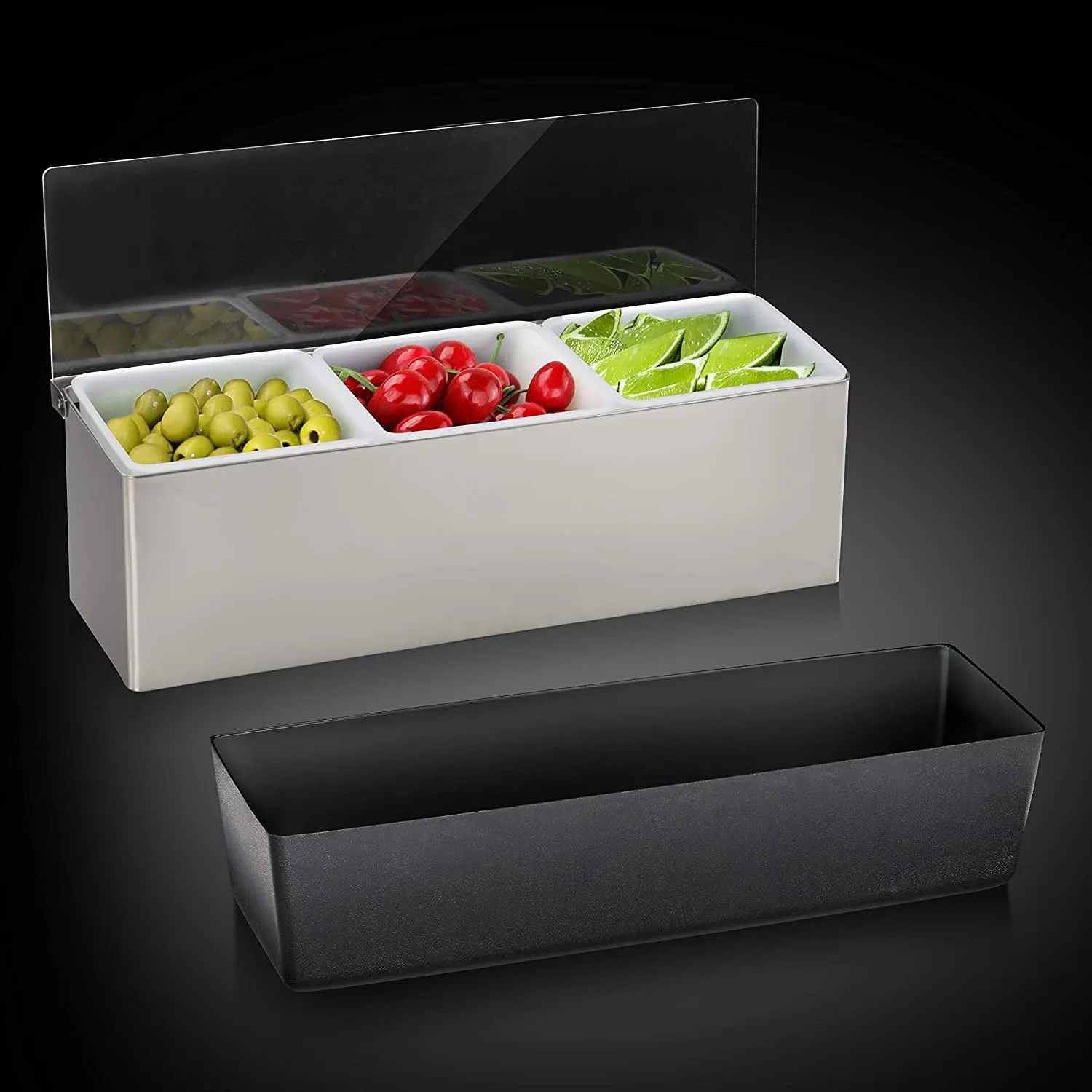 New Star Foodservice 48032 Stainless Steel Condiment Dispenser with 5 Compartments (NO ICE Tray Included)