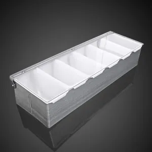 New Star Foodservice 48032 Stainless Steel Condiment Dispenser with 5 Compartments (NO ICE Tray Included)