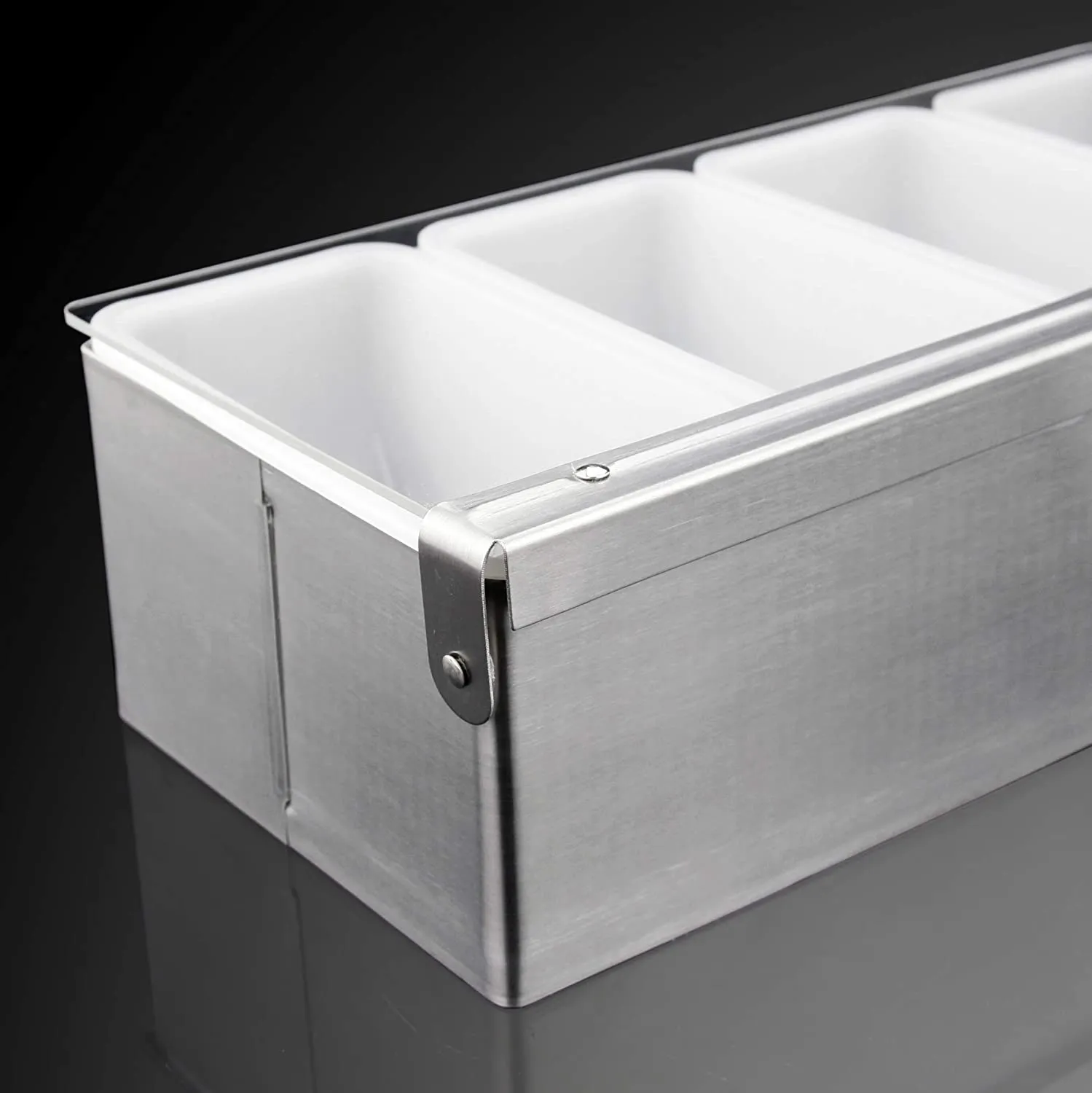 New Star Foodservice 48032 Stainless Steel Condiment Dispenser with 5 Compartments (NO ICE Tray Included)
