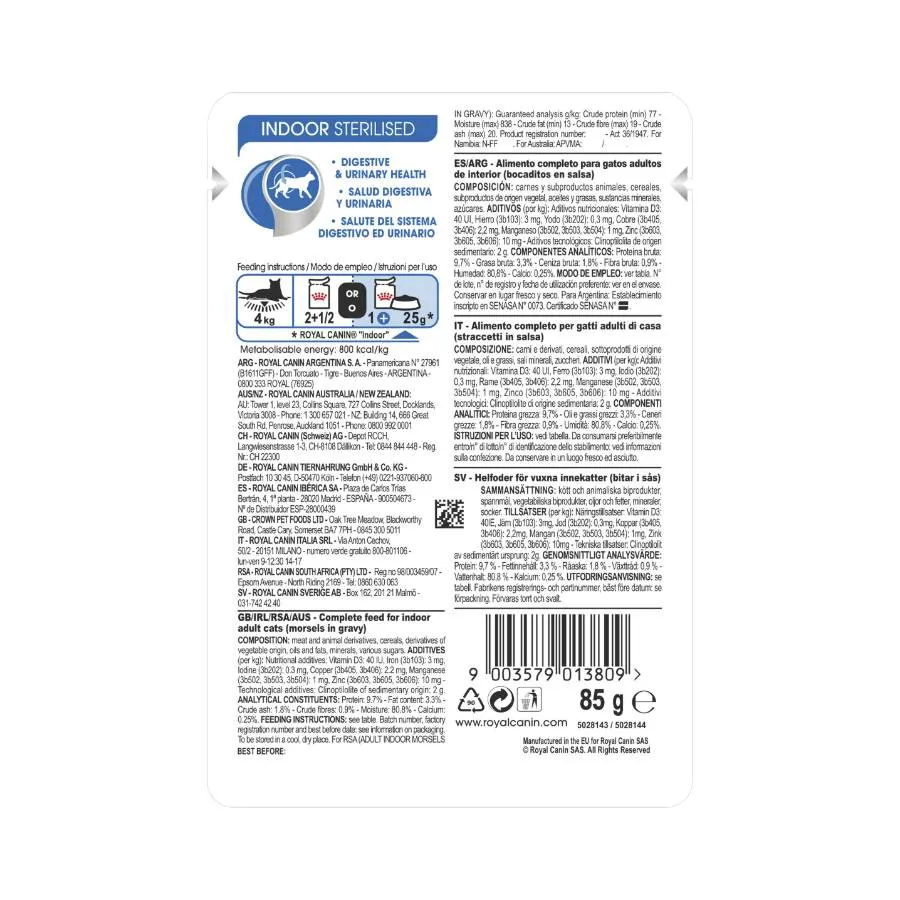 Royal Canin Indoor Gravy Adult Wet Cat Food 12 X 85g