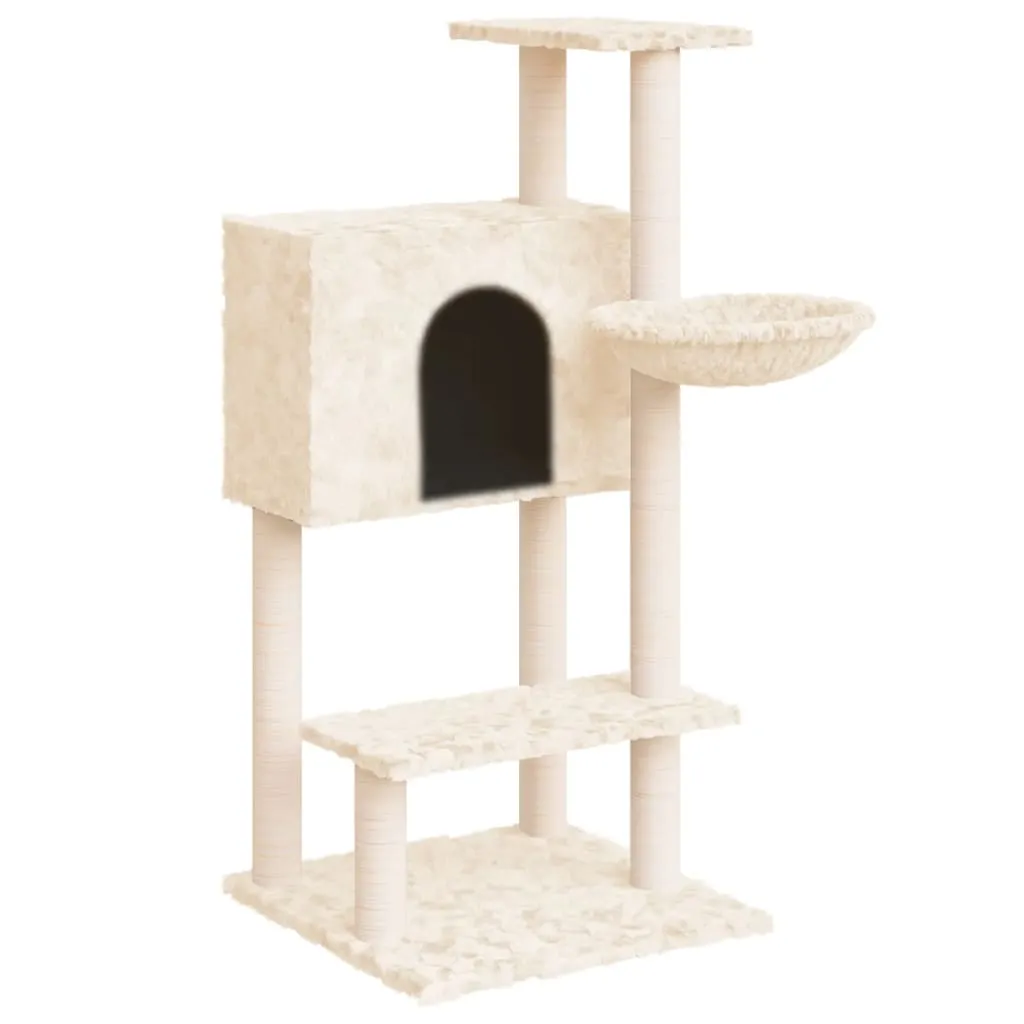 vidaXL Cat Tree with Sisal Scratching Posts Cream 108.5 cm