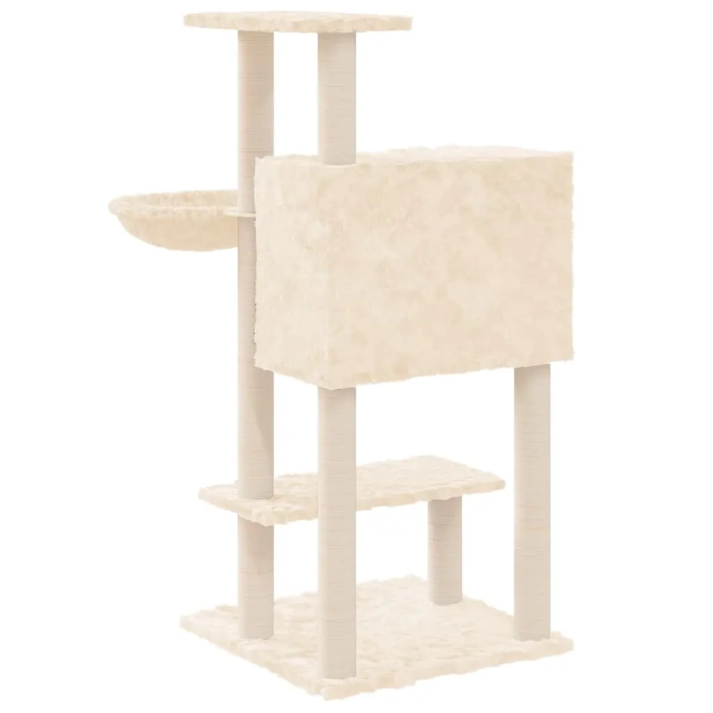 vidaXL Cat Tree with Sisal Scratching Posts Cream 108.5 cm