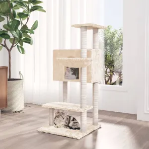 vidaXL Cat Tree with Sisal Scratching Posts Cream 108.5 cm