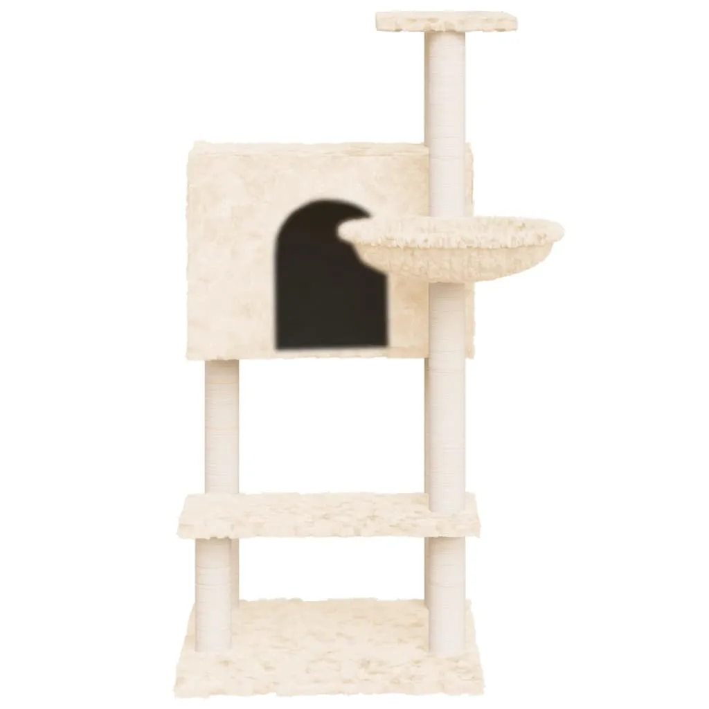 vidaXL Cat Tree with Sisal Scratching Posts Cream 108.5 cm