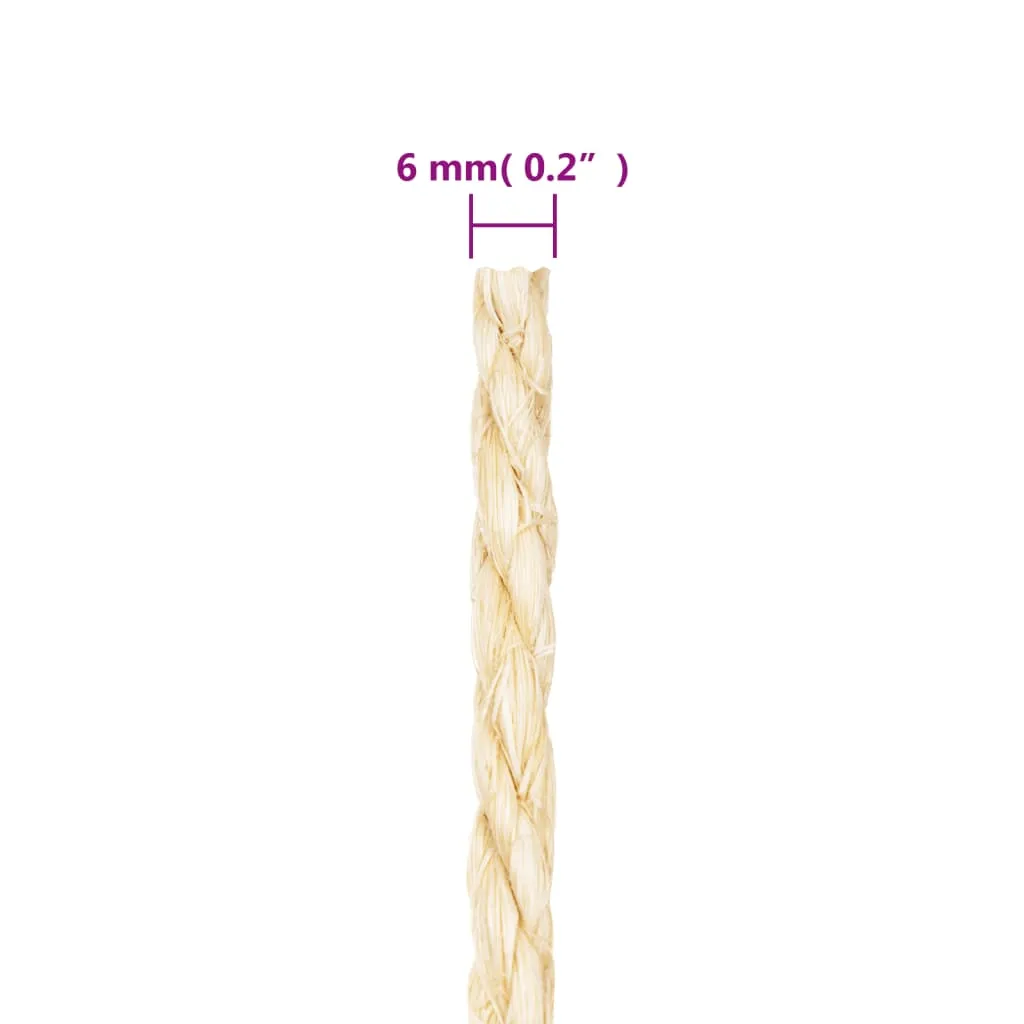 vidaXL Rope 100% Sisal 6 mm 50 m